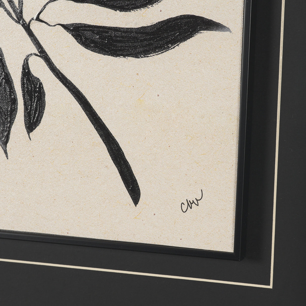 Laurel Branch by Cristina Bartl Villa Hand-Embellished Textured Framed Artwork Matted Under Glass from Mercana - Luna Furniture