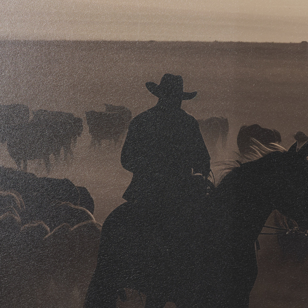 Golden Hour Cowboy Herd by Andreas Magnusson Textured FramedPhoto Print Matted under Glass from Mercana - Luna Furniture