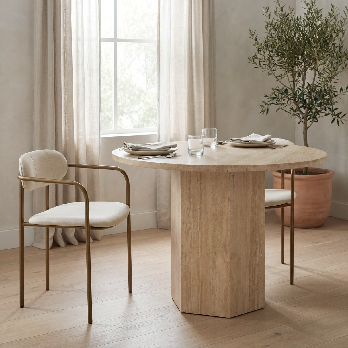 Parker I Cream Fabric Seat Gold Metal Frame Dining Chair, Set of 2 from Mercana - Luna Furniture