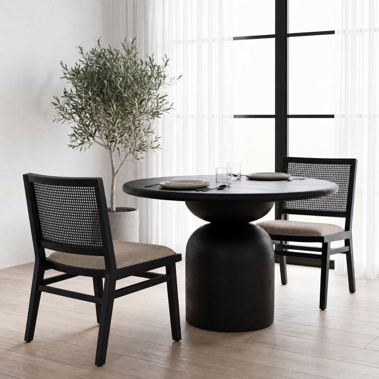 Wynn 20.5L x 24.6W x 34.1H Beige Fabric W/Black Wood Dining Chair, Set of 2 from Mercana - Luna Furniture