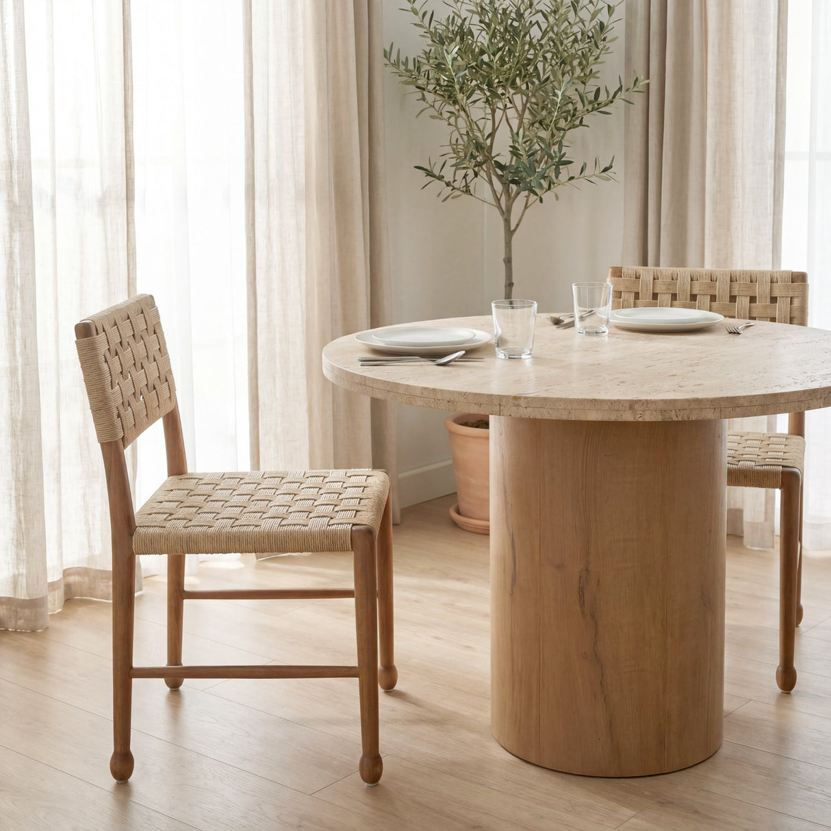 Brinley Woven Paper Rope w/ Brown Wood Frame Dining Chair, Set of 2 from Mercana - Luna Furniture