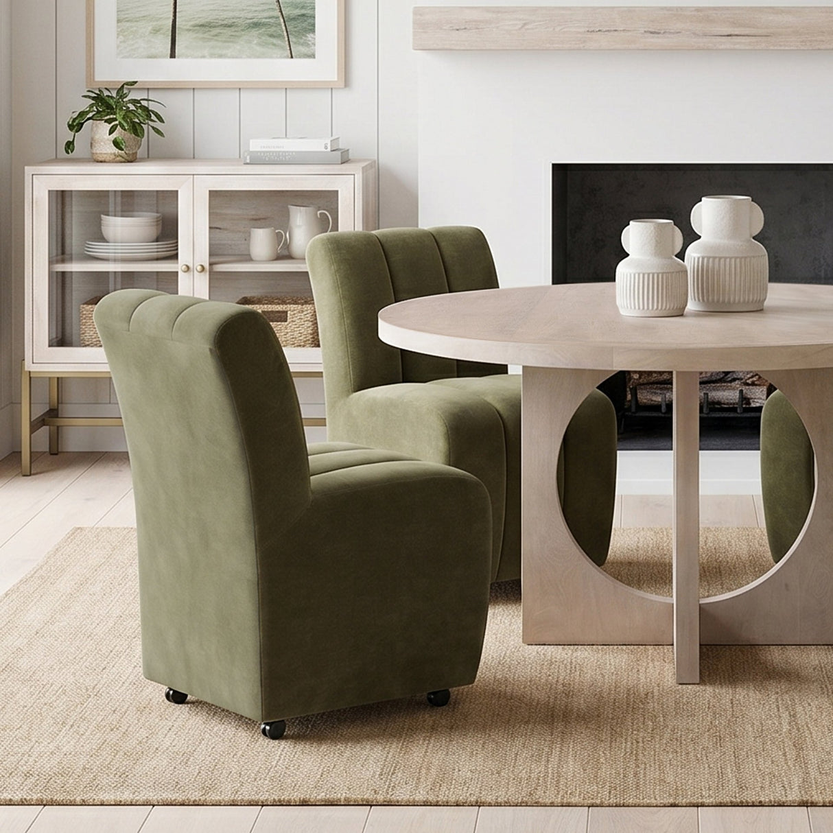 Wilkins Moss Olive Fabric Upholstered Dining Chair from Mercana - Luna Furniture