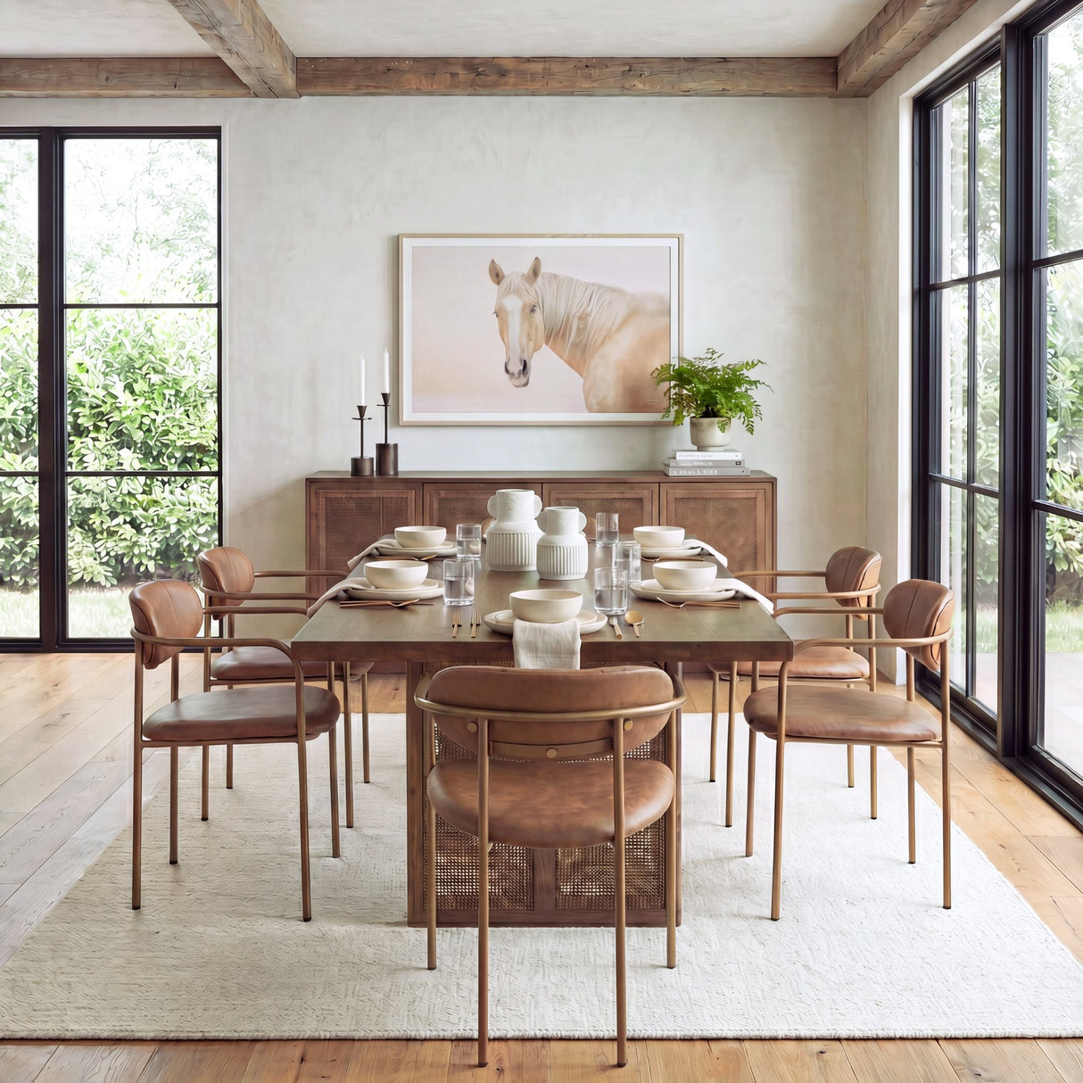 Parker Brown Leather Seat Gold Metal Frame Dining Chair, Set of 2 from Mercana - Luna Furniture