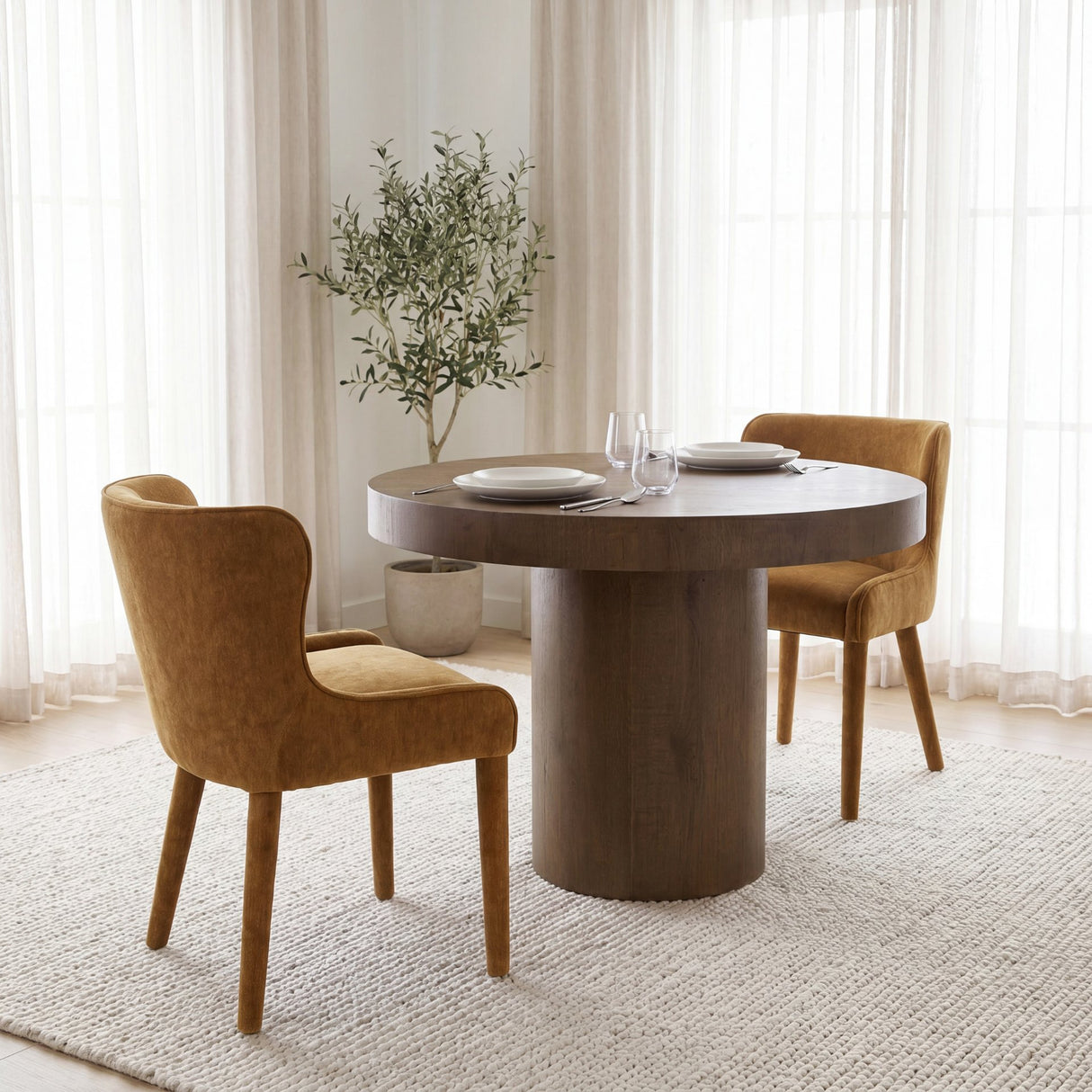 Nolan Slope Rust Chenille Dining Chair, Set of 2 from Mercana - Luna Furniture