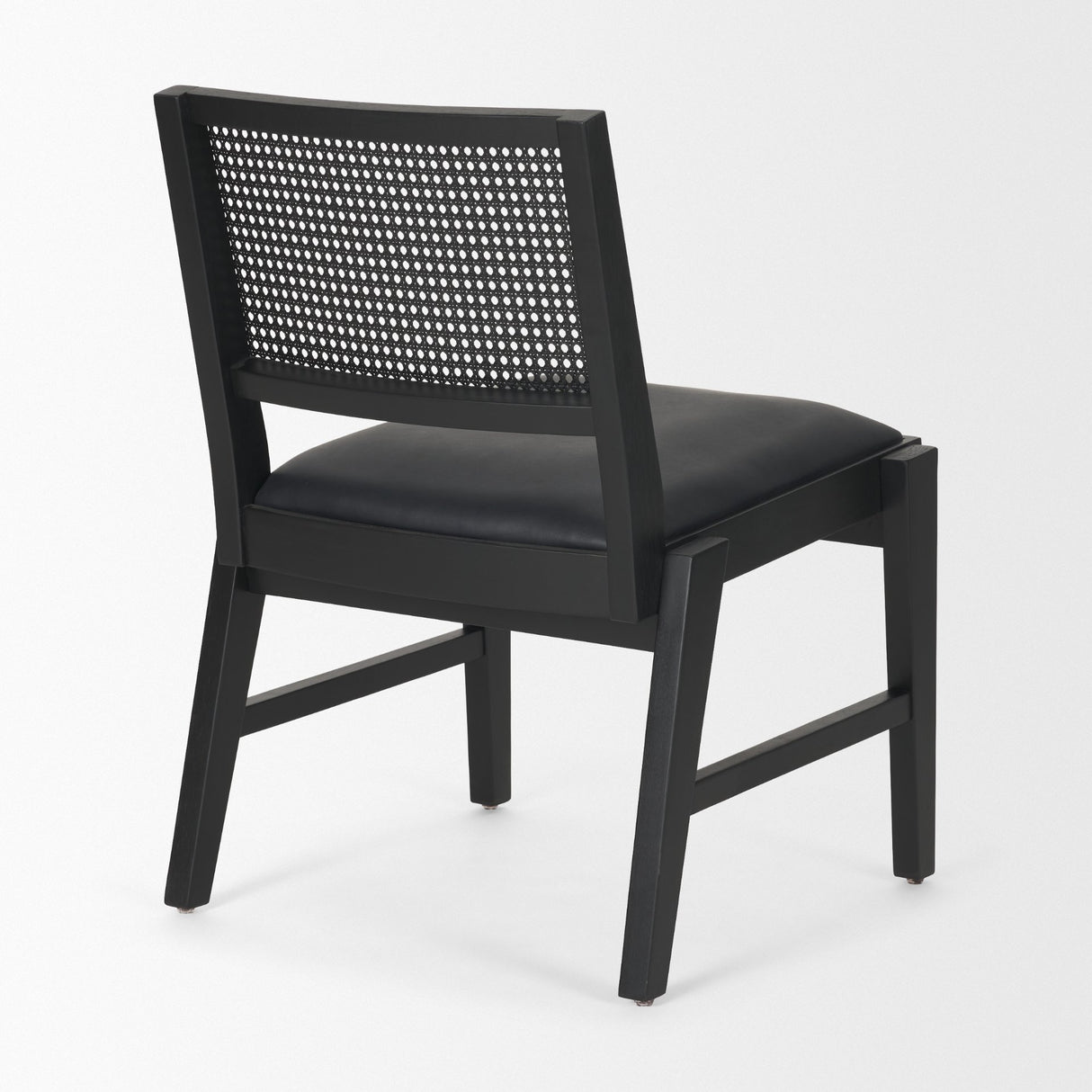 Reid Framed Black Cane Black Leather Dining Chair from Mercana - Luna Furniture