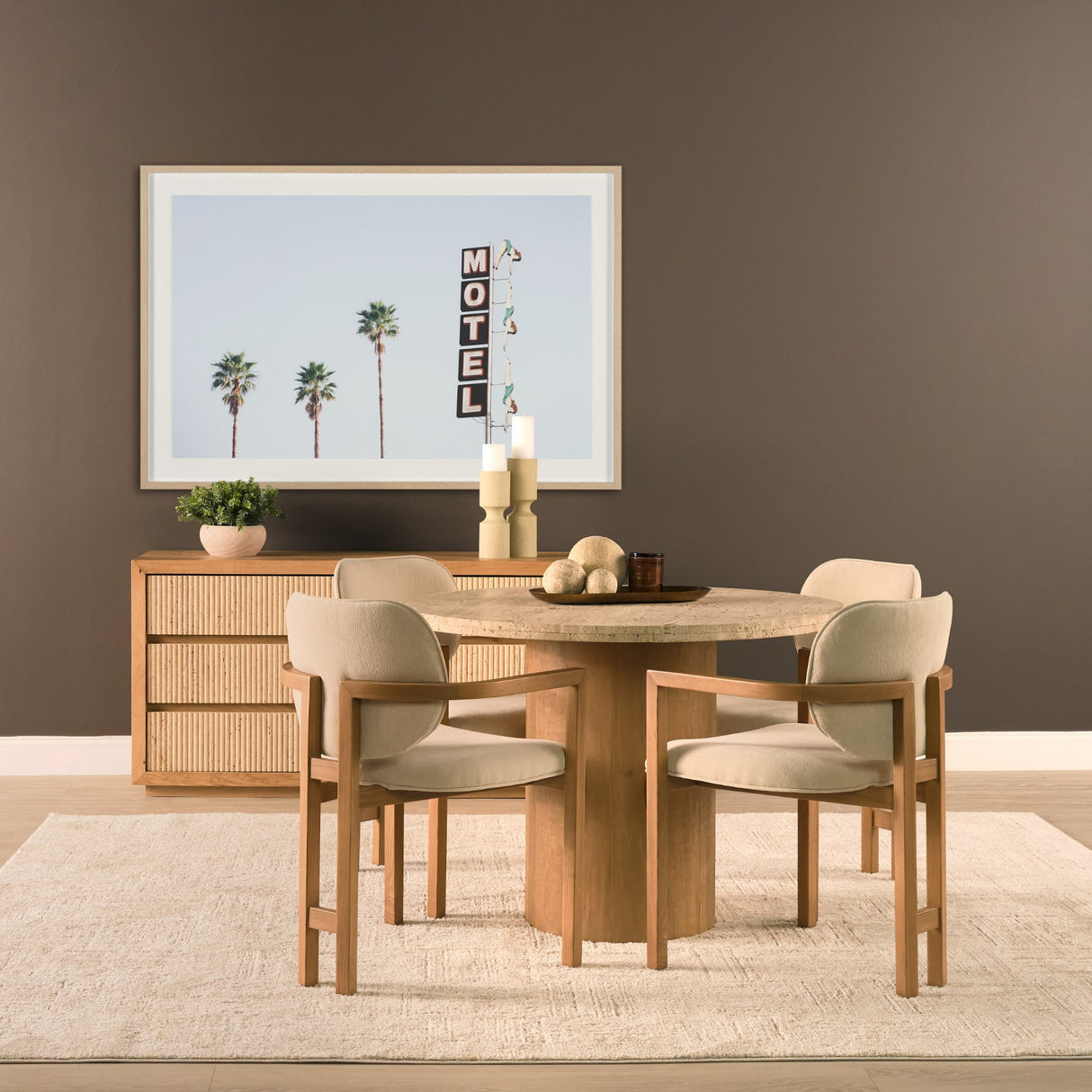 Carlisle Curved Back Cream Chenille Tripod Frame Dining Armchair from Mercana - Luna Furniture