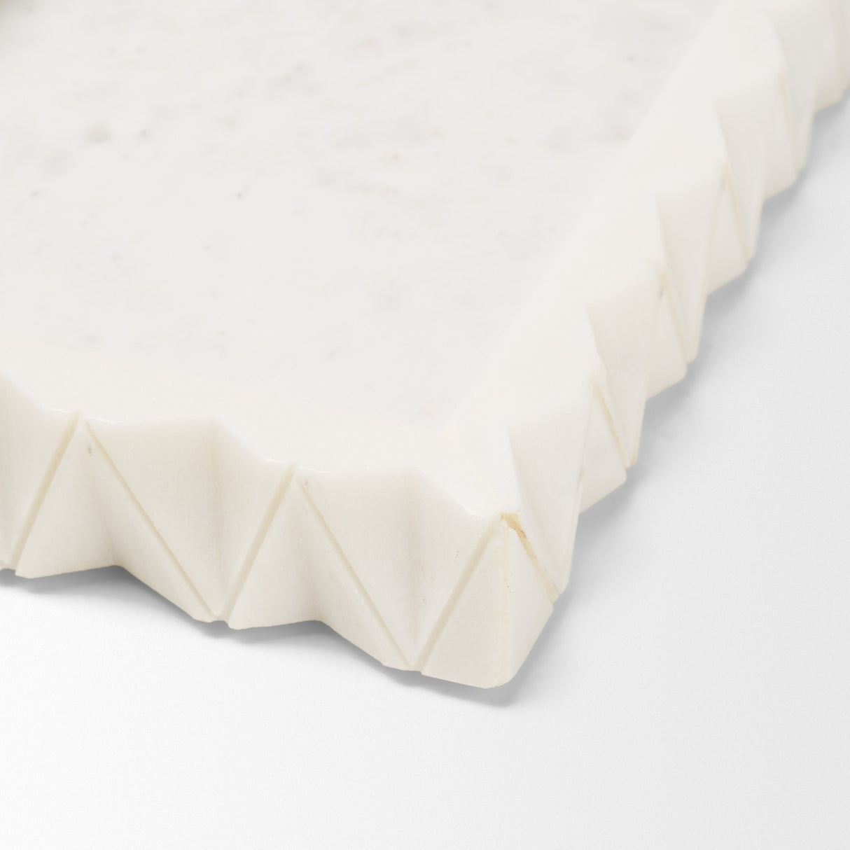 Camellia Rectangular White Marble Scalloped Tray from Mercana - Luna Furniture