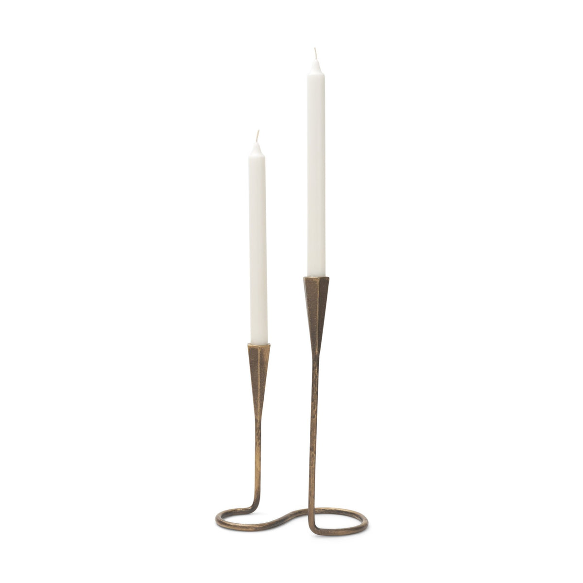 Naja Antique Brass Metal Double Taper Candle Holder from Mercana - Luna Furniture
