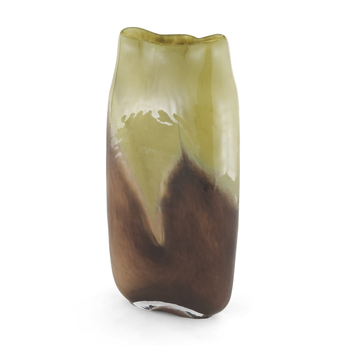 Tulano Tall Green and Brown Glass Vase from Mercana - Luna Furniture