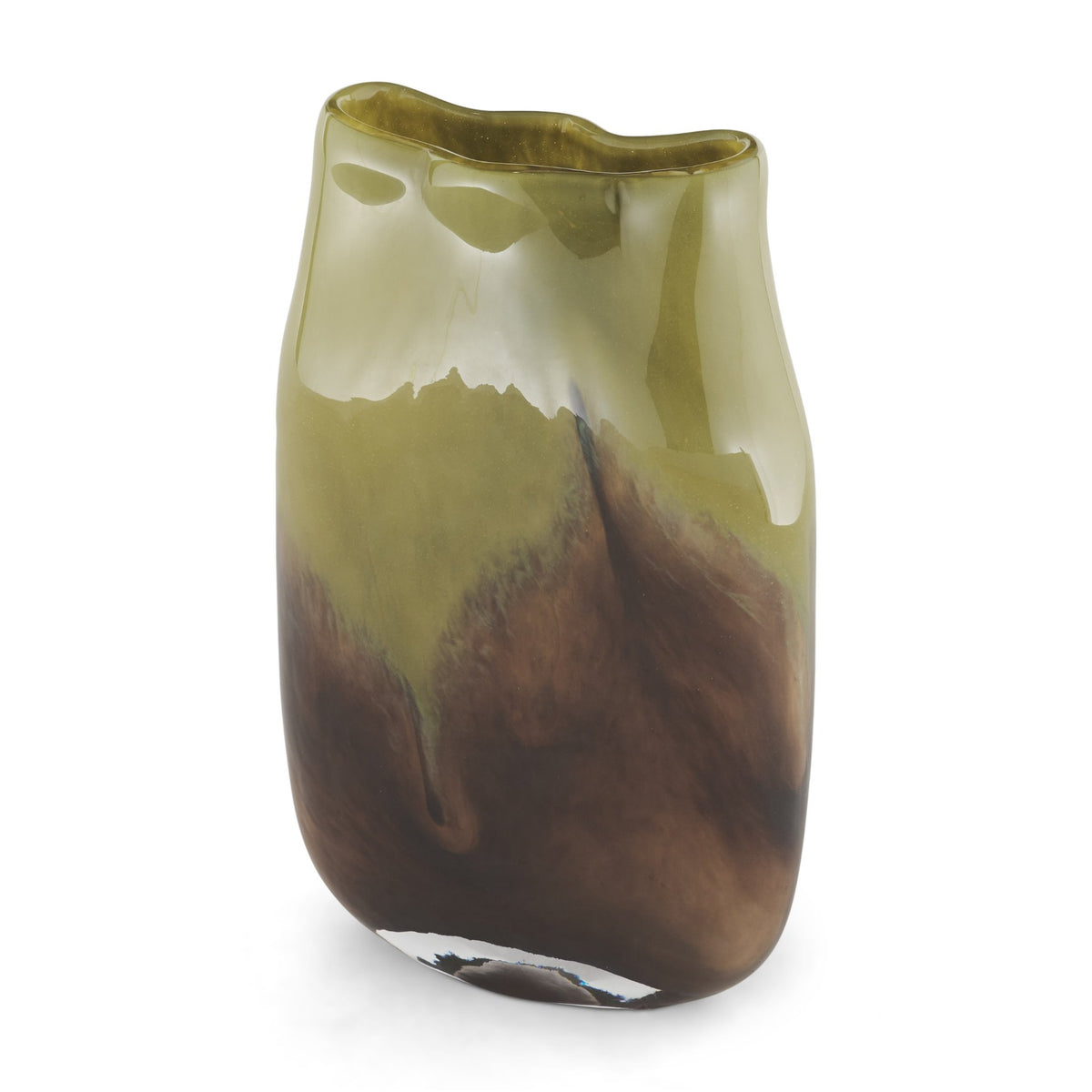 Tulano Medium Green and Brown Glass Vase from Mercana - Luna Furniture