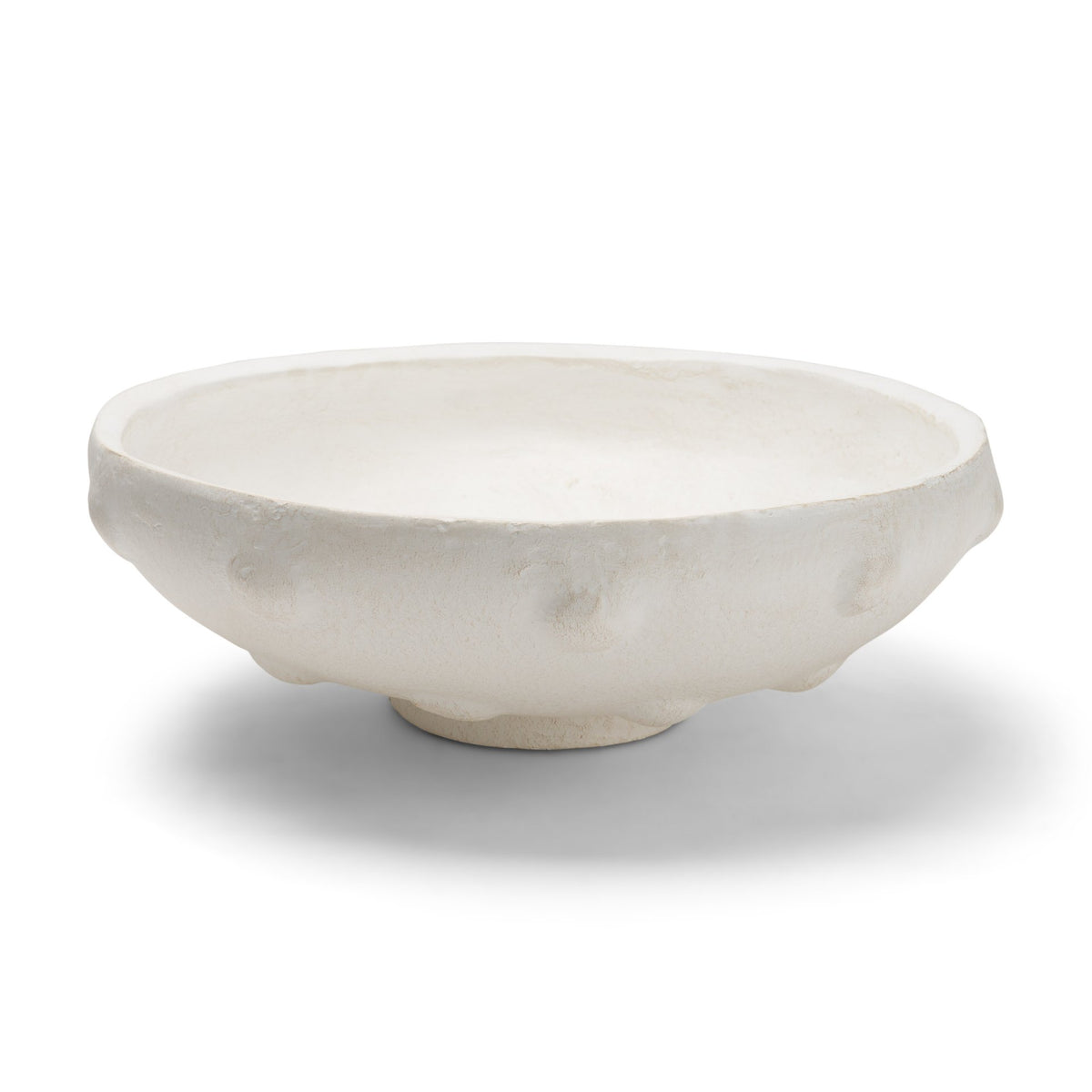Punto Large White Paper Mache Dotted Centerpiece Bowl from Mercana - Luna Furniture