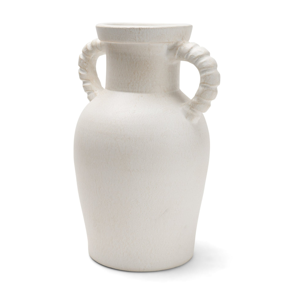 Trenza Large White Ceramic Vase w/ Twisted Handles from Mercana - Luna Furniture