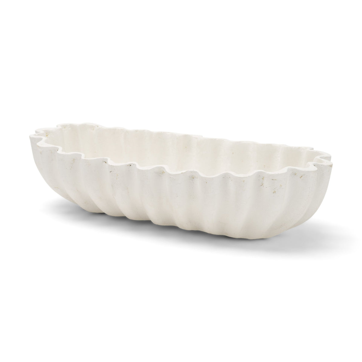Camelia Large Fluted White Paper Mache Round Centerpiece Bowl from Mercana - Luna Furniture
