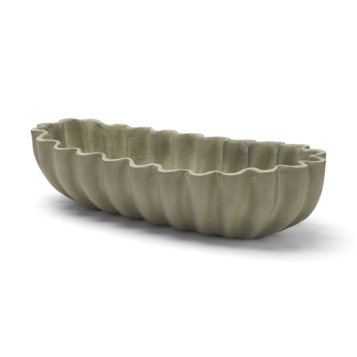 Camelia Large Fluted Sage Green Paper Mache Round Centerpiece Bowl from Mercana - Luna Furniture
