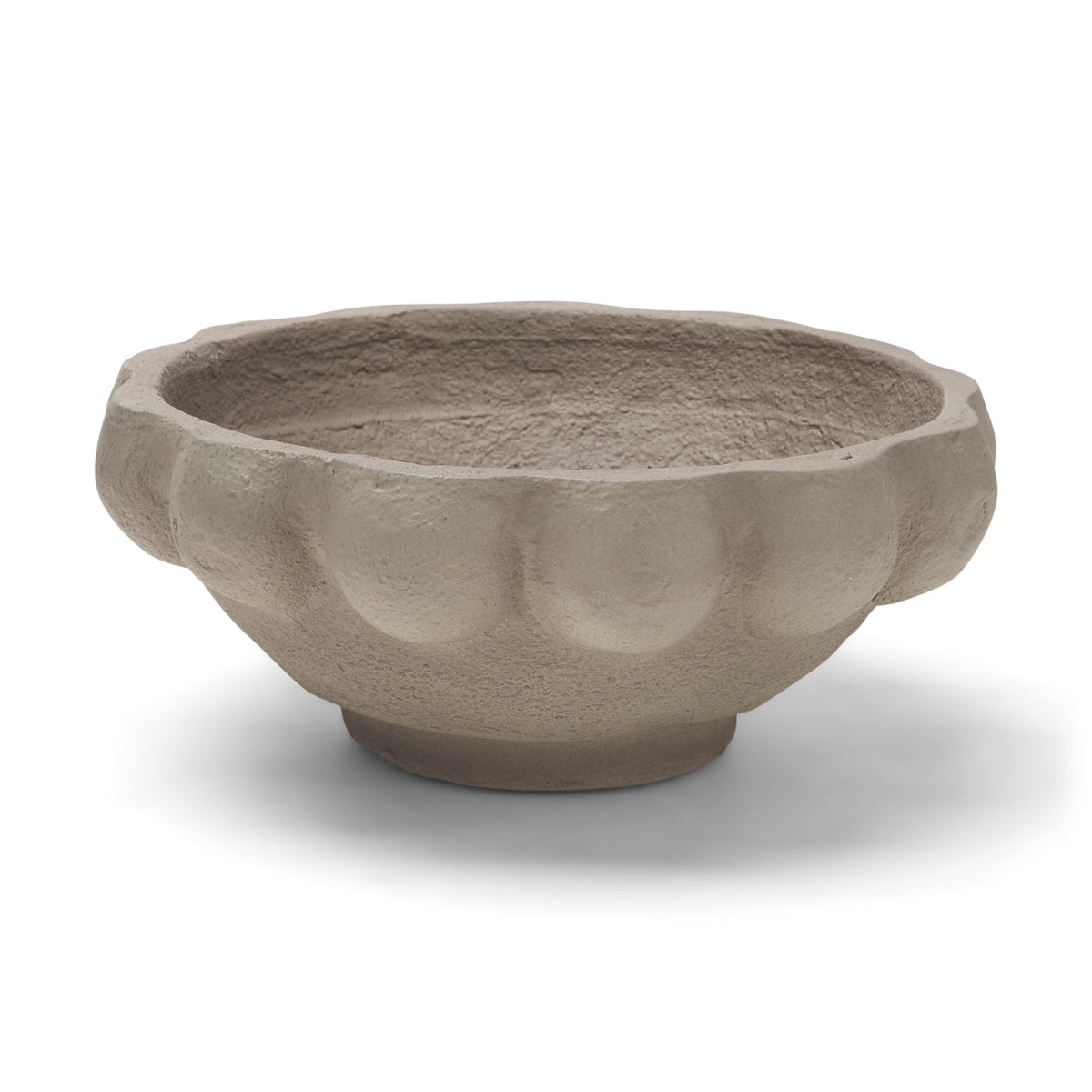 Konya Small Earthen Gray-Brown Dotted Paper Mache Centerpiece Bowl from Mercana - Luna Furniture