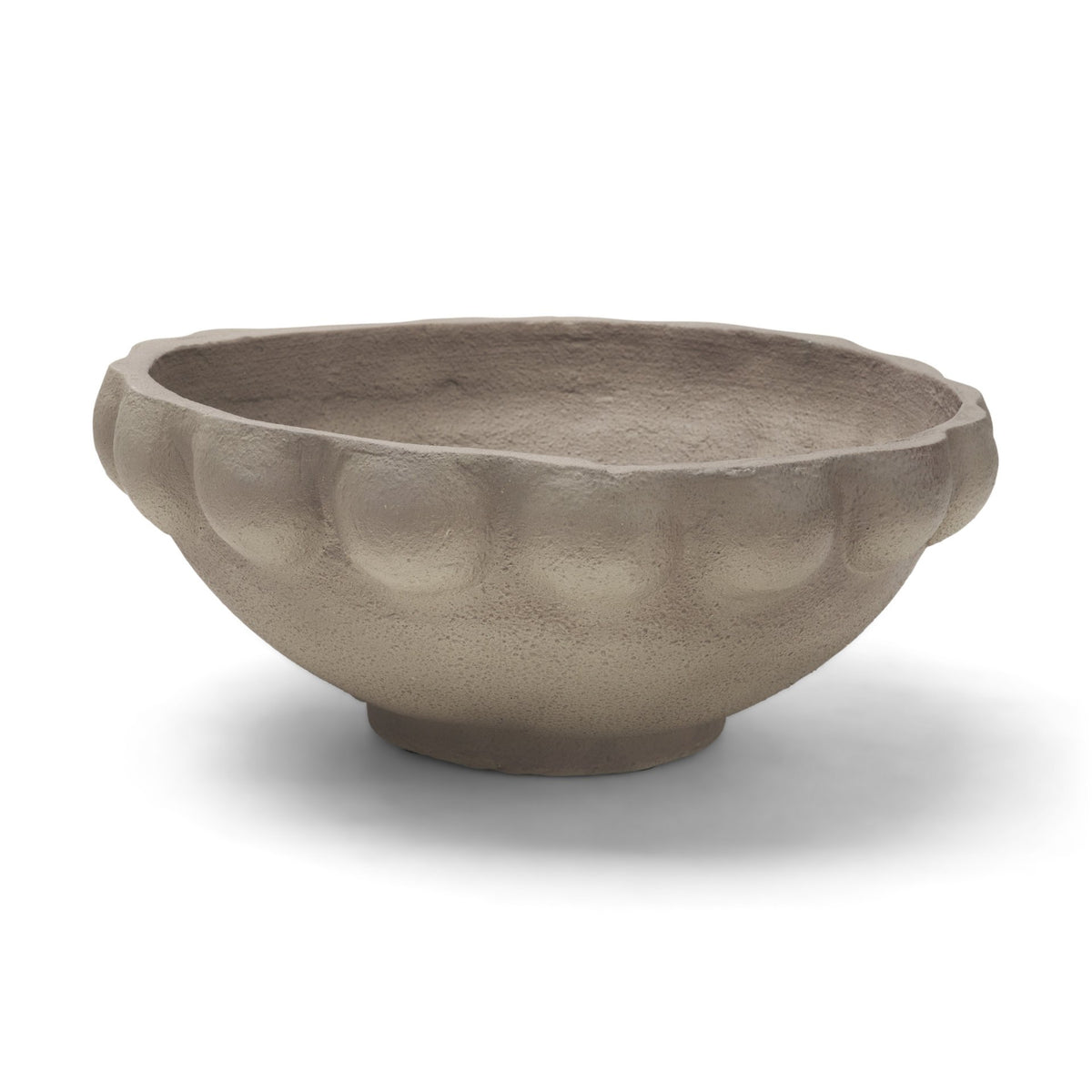 Konya Large Earthen Gray-Brown Dotted Paper Mache Centerpiece Bowl from Mercana - Luna Furniture