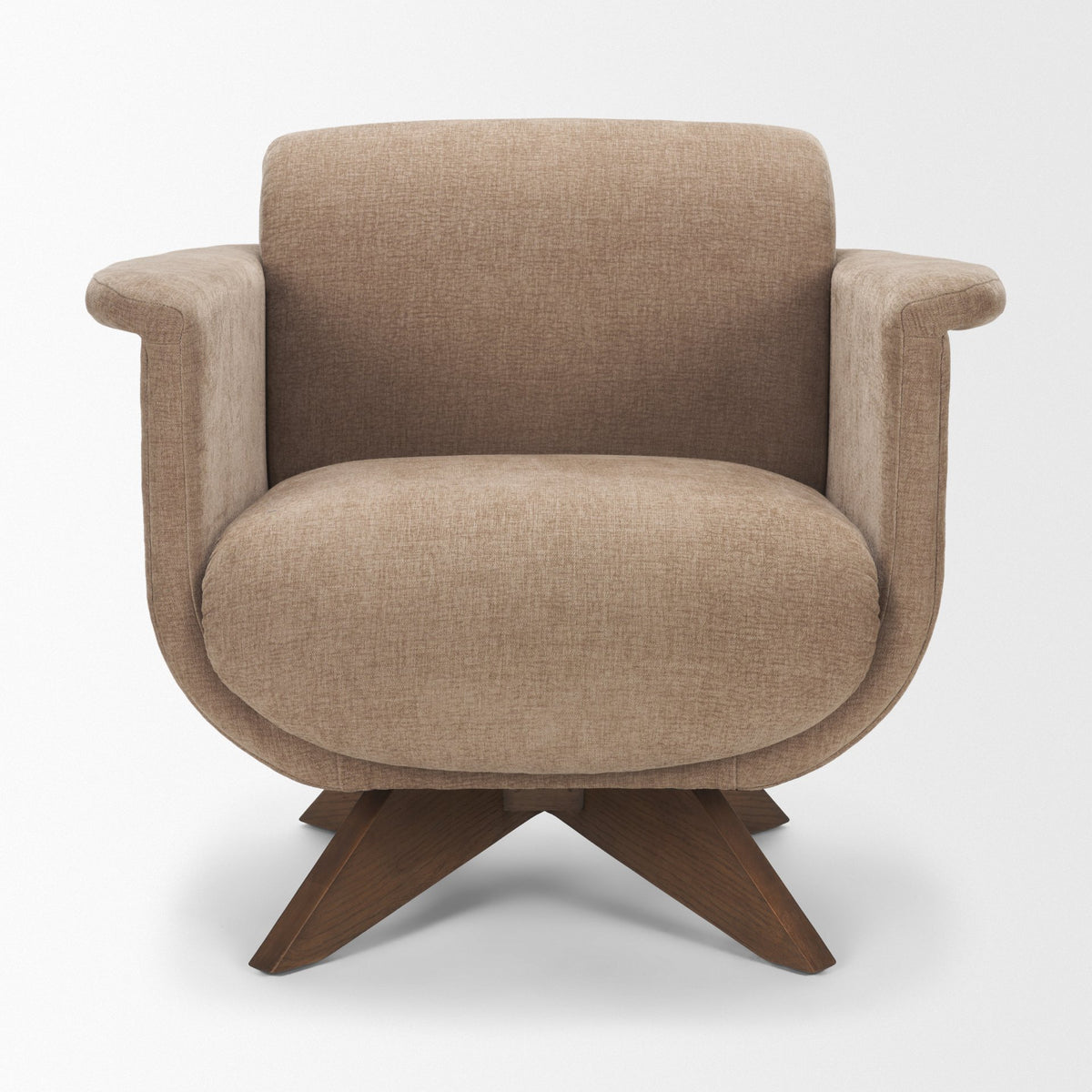 Oskar Chocolate Fabric w/ Brown Wood Base Swivel Accent Chair from Mercana - Luna Furniture