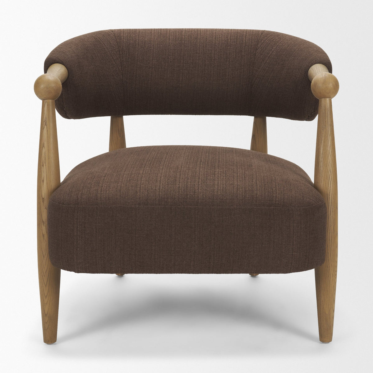 Lewis Mocha Fabric w/ Brown Wood Open Back Accent Chair from Mercana - Luna Furniture