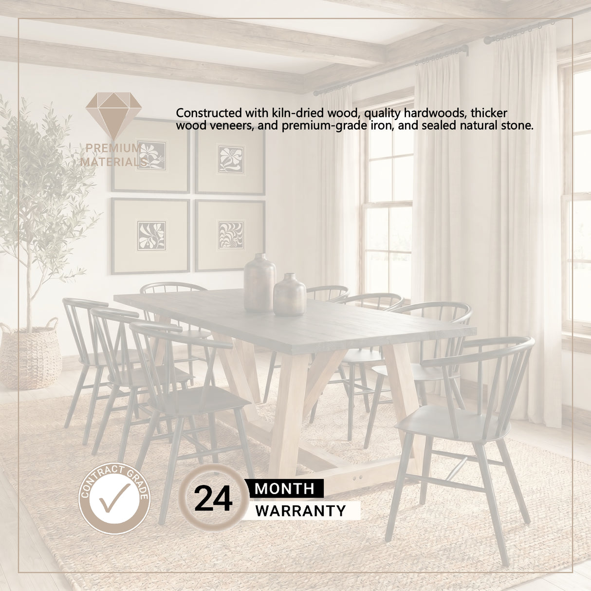 Rialto Rectangular Two-Tone Black and Brown Solid Wood Dining Table from Mercana - Luna Furniture