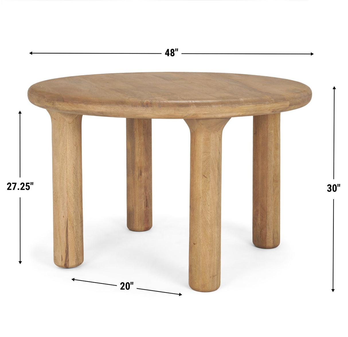 Soma 48" Light Brown Mango Wood Round Dining Table from Mercana - Luna Furniture