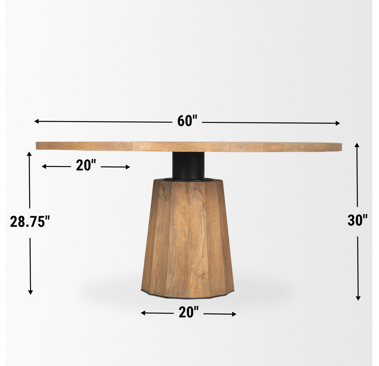Swanson 60" Light Brown Wood Round Pedestal Dining Table from Mercana - Luna Furniture