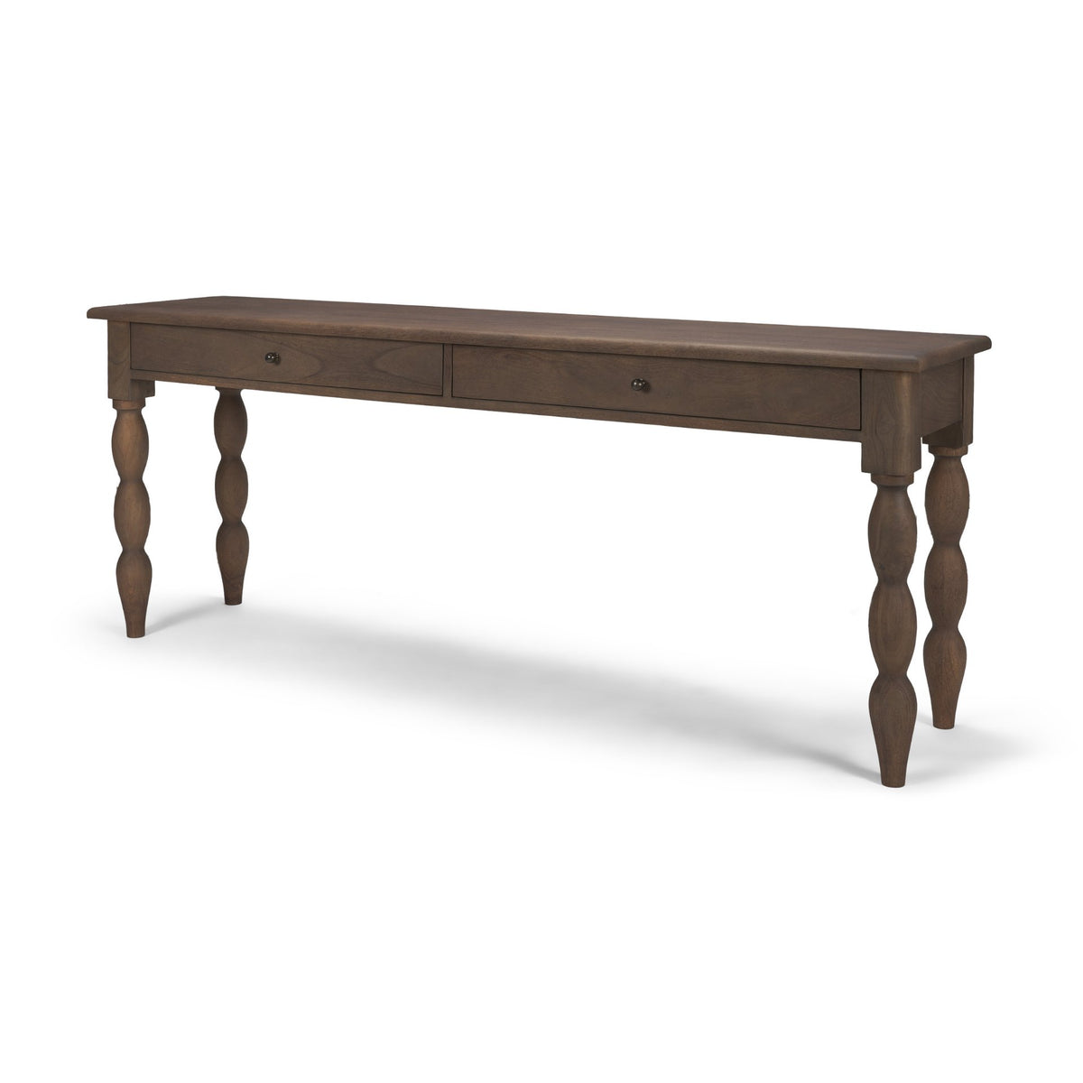 Angeline Spool Turned Console Table | Dark Brown Wood | 2 Drawers from Mercana - Luna Furniture