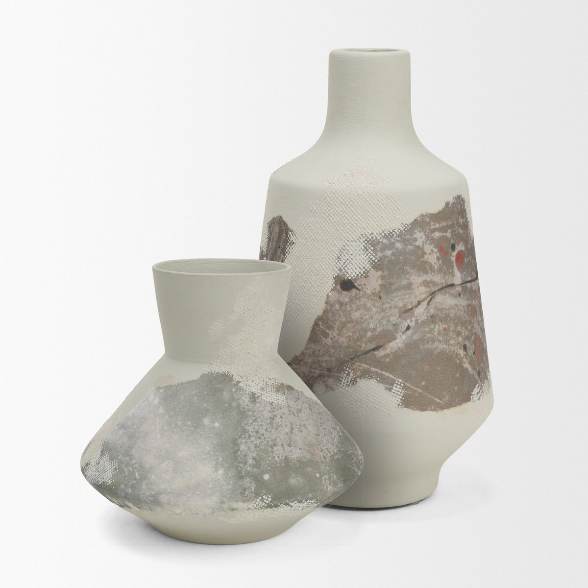Velo 11.8H White w/Green Hand-Painted Terracotta Decorative Vase from Mercana - Luna Furniture