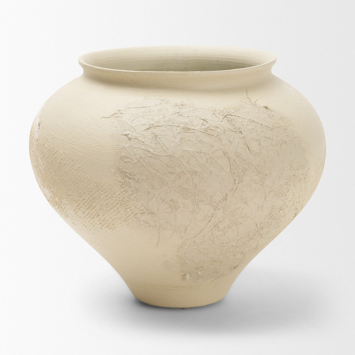 Velo Cream w/White Hand-Painted Terracotta Decorative Vase from Mercana - Luna Furniture