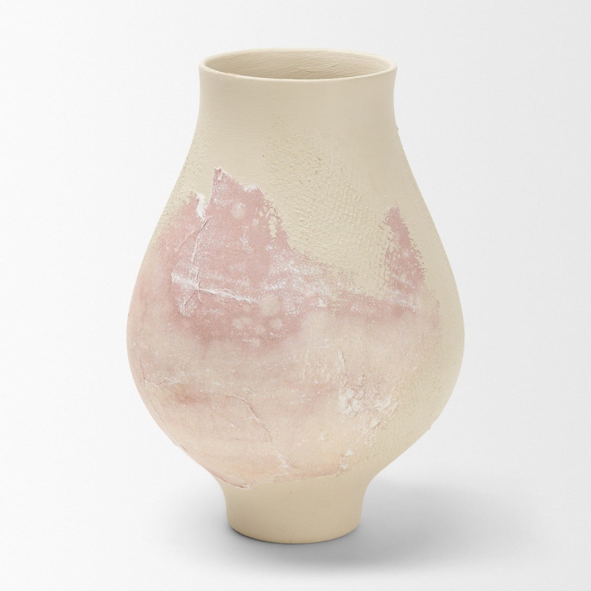 Velo Cream w/Blush Pink Hand-Painted Terracotta Decorative Vase from Mercana - Luna Furniture