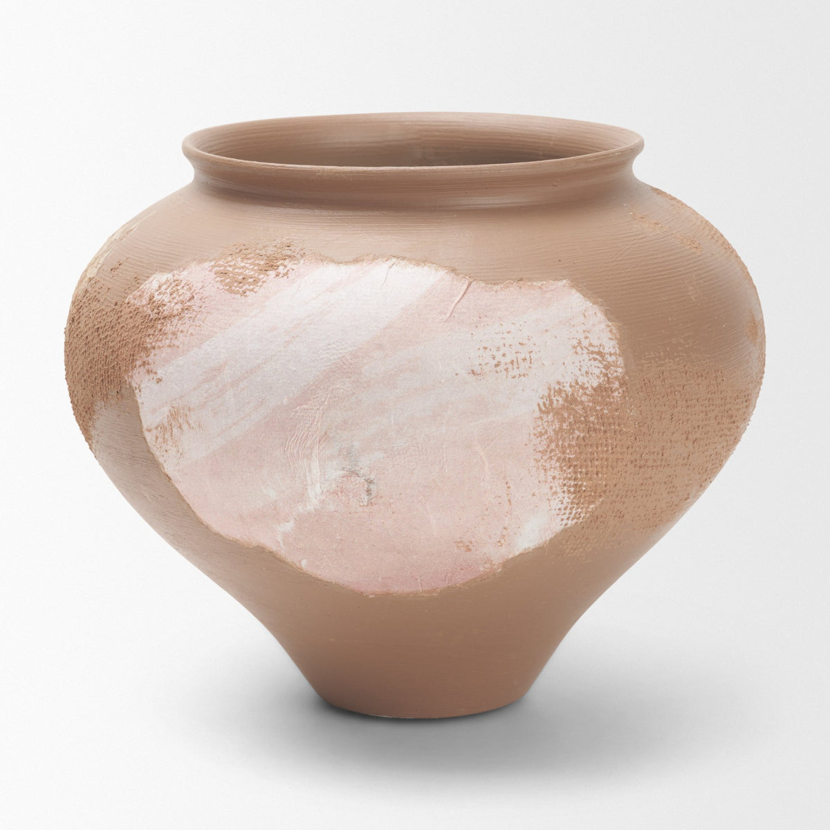 Velo Brown w/White Hand-Painted Terracotta Decorative Vase from Mercana - Luna Furniture