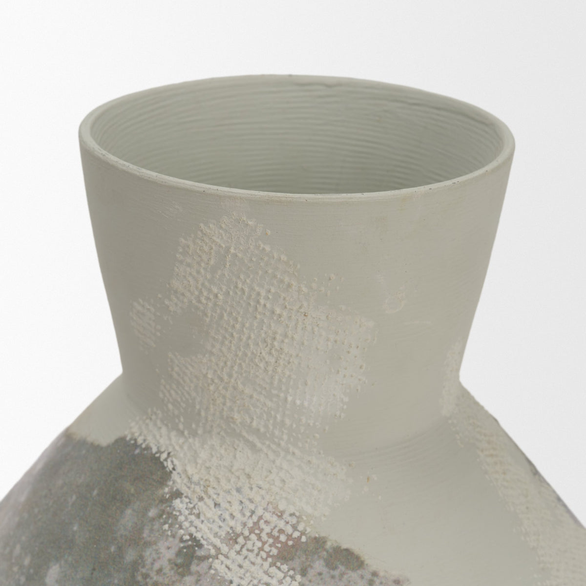 Velo 8.1H White w/Green Hand-Painted Terracotta Decorative Vase from Mercana - Luna Furniture