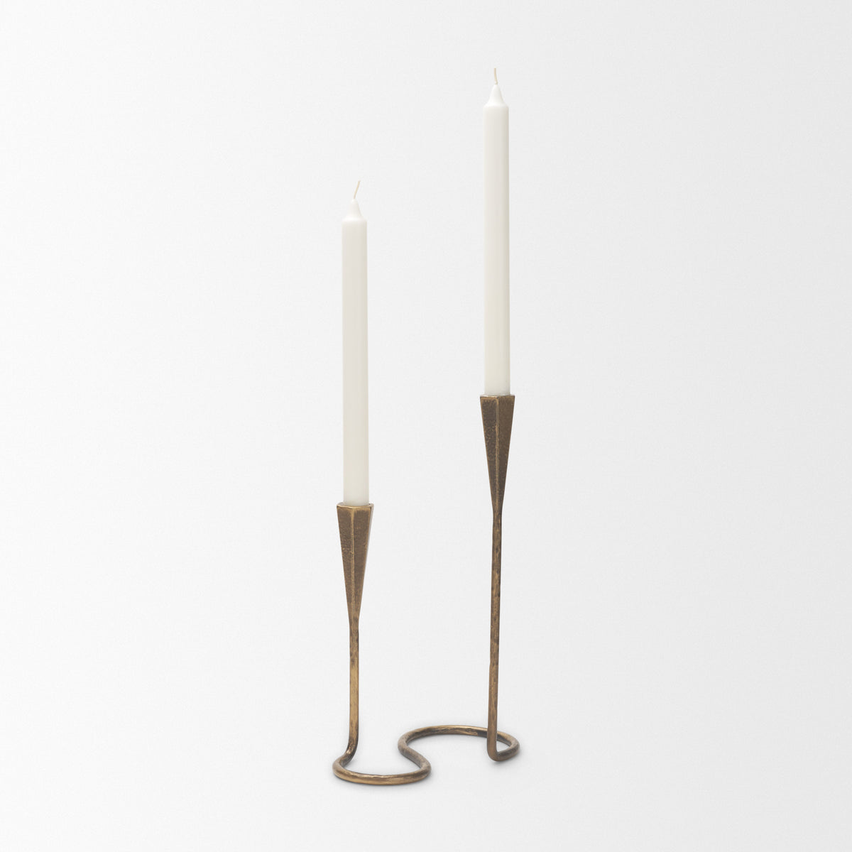 Naja Antique Brass Metal Double Taper Candle Holder from Mercana - Luna Furniture