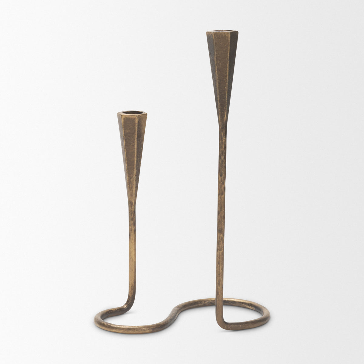 Naja Antique Brass Metal Double Taper Candle Holder from Mercana - Luna Furniture