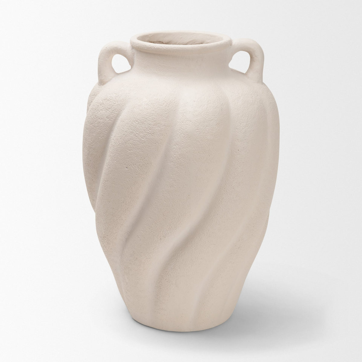 Syros Twisted Tall Cream Ceramic Urn Vase