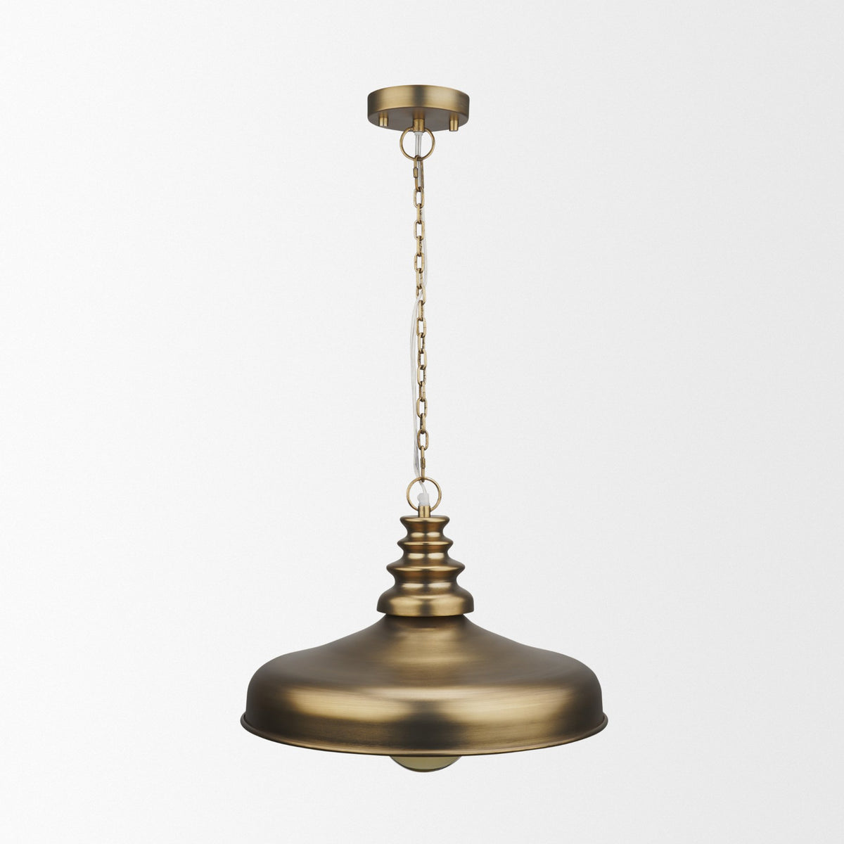 Keller Wide Antiqued Brass Metal 1-Light Pendant from Mercana - Luna Furniture