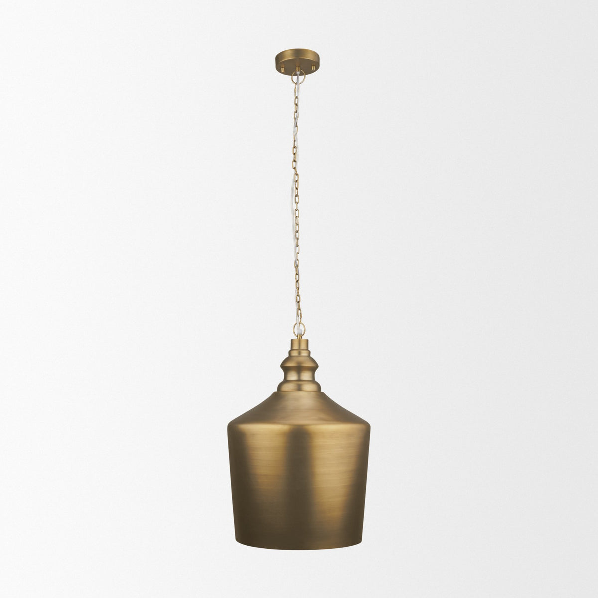 Keller Tall Antiqued Brass Metal 1-Light Pendant from Mercana - Luna Furniture