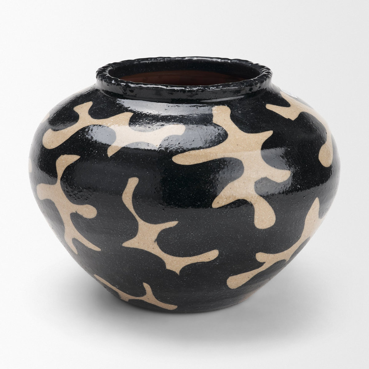Bosma Black and Cream Ceramic Urn from Mercana - Luna Furniture
