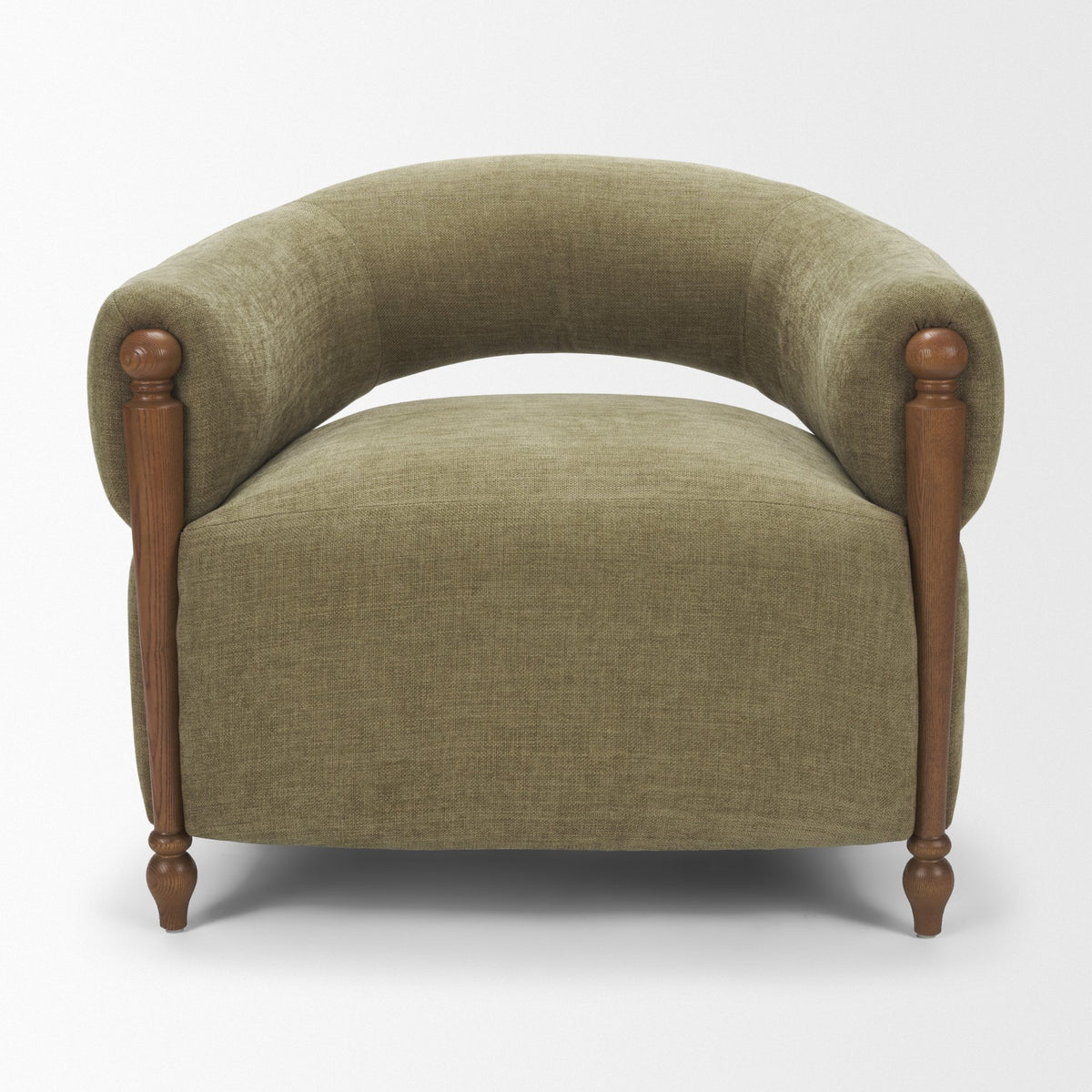 Margaux Olive Fabric Open Back Barrel Accent Chair from Mercana - Luna Furniture