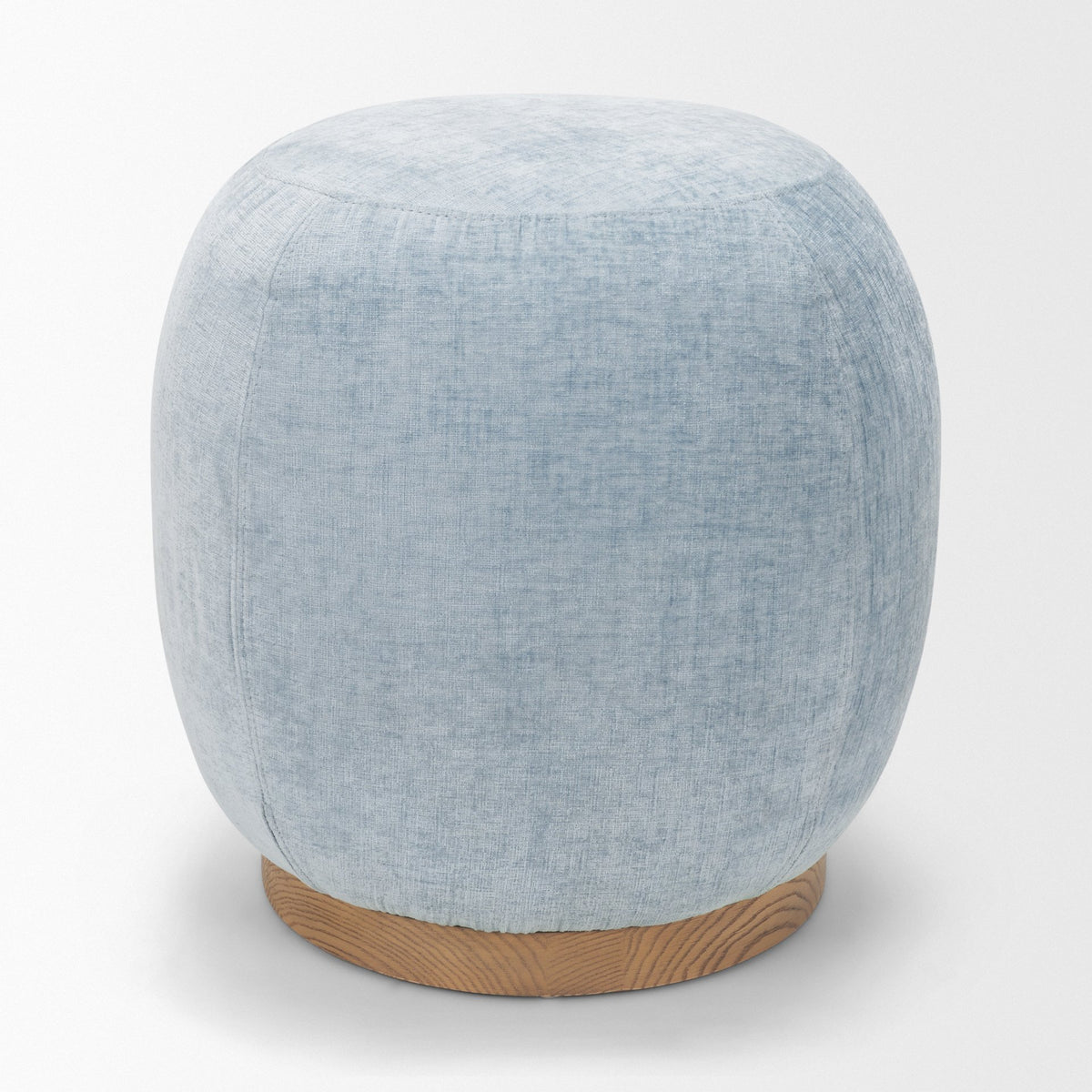 Siren French Blue Fabric w/ Brown Ash Wood Round Accent Stool from Mercana - Luna Furniture