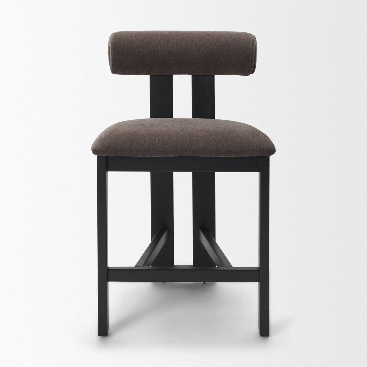 Tribeca Open Back 36.5in Seat Counter Stool | Charcoal Fabric w/ Wood from Mercana - Luna Furniture