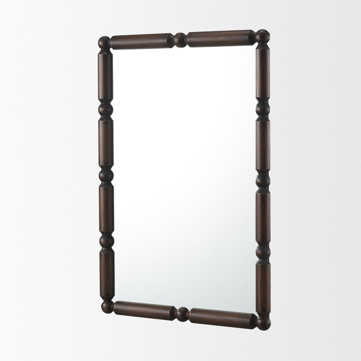 Lenora Heritage Spool Frame Wall Mirror | Dark Brown Wood from Mercana - Luna Furniture