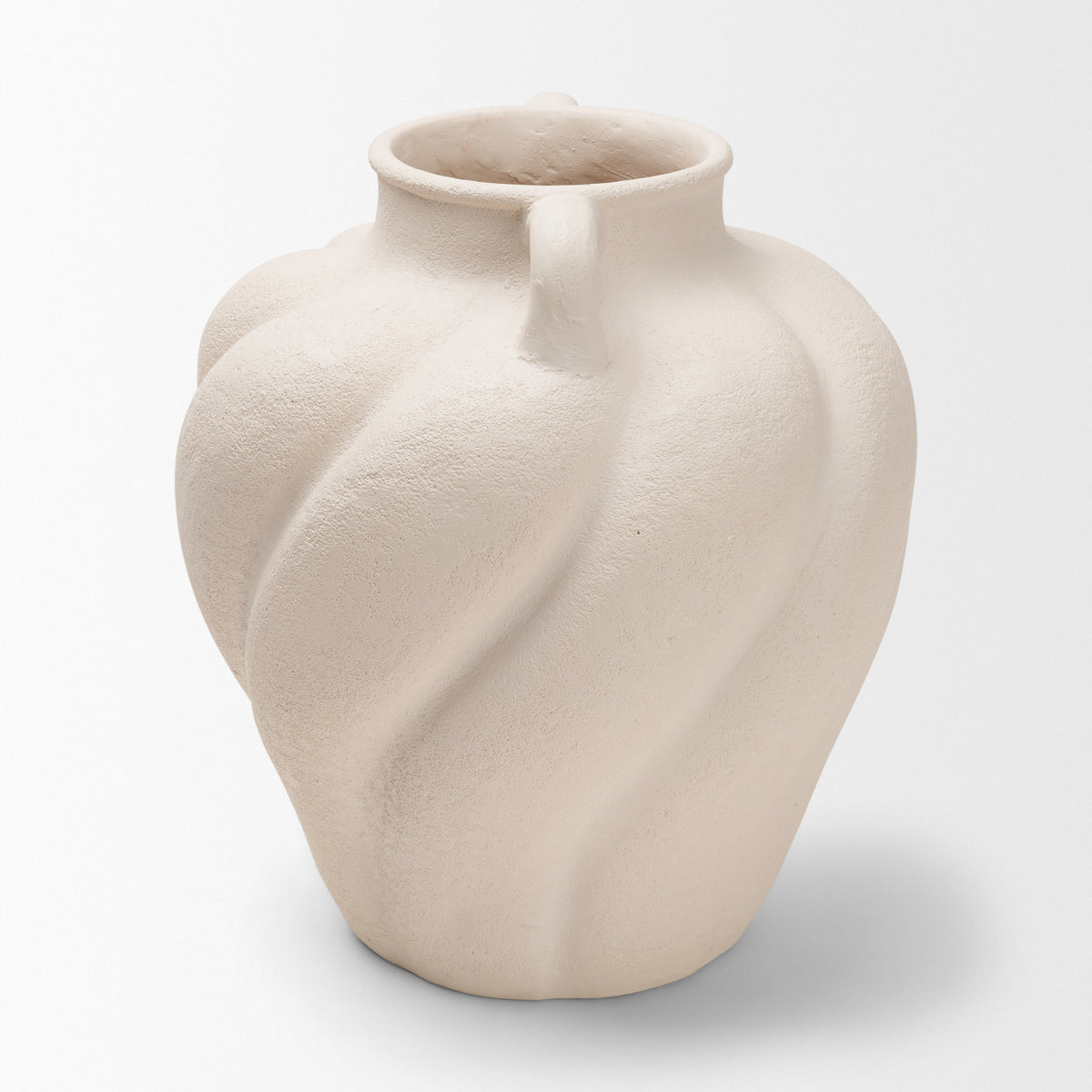 Syros Twisted Small Cream Ceramic Urn Vase