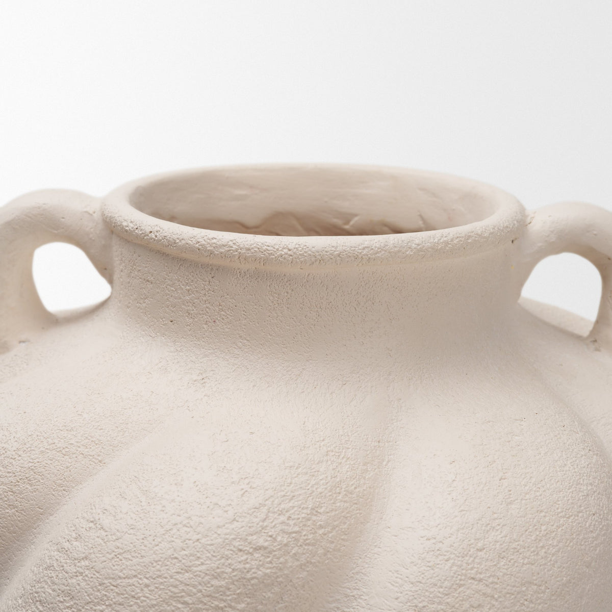 Syros Twisted Small Cream Ceramic Urn Vase