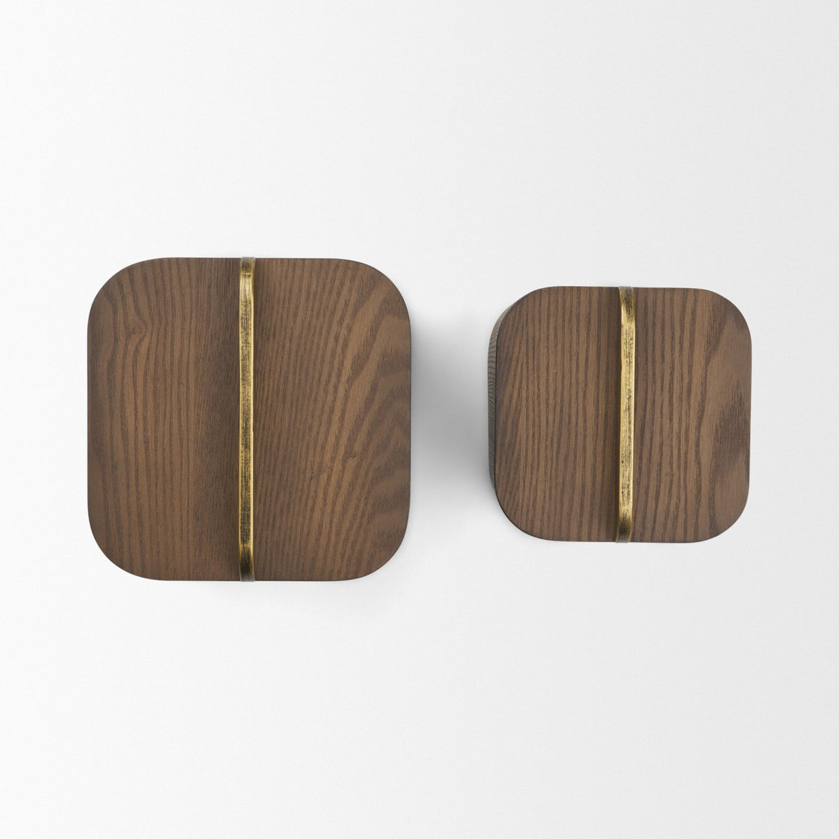Benton Brown Wood w/ Brass Handle Decorative Box Set from Mercana - Luna Furniture