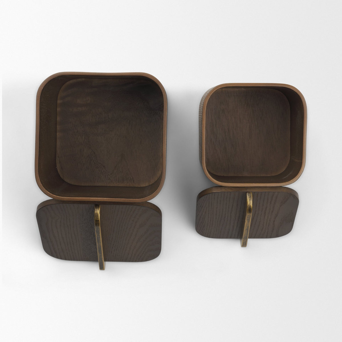 Benton Brown Wood w/ Brass Handle Decorative Box Set from Mercana - Luna Furniture