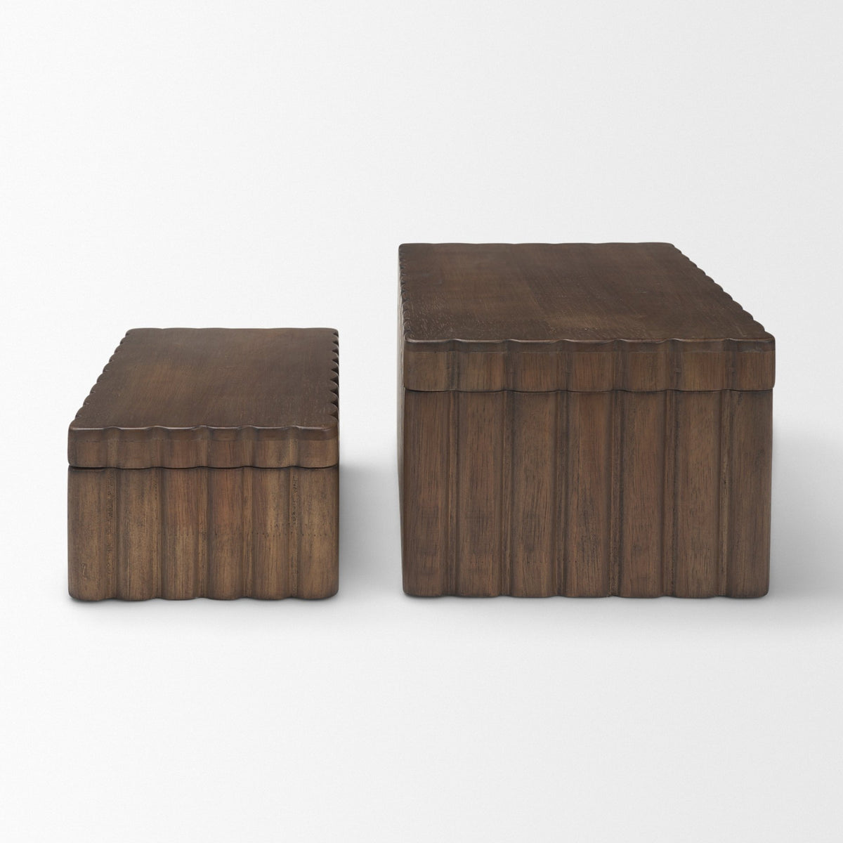 Strata Fluted Walnut Wood Decorative Box Set from Mercana - Luna Furniture