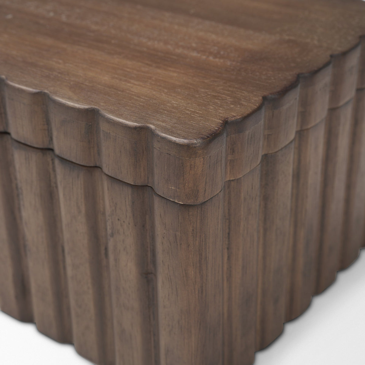 Strata Fluted Walnut Wood Decorative Box Set from Mercana - Luna Furniture
