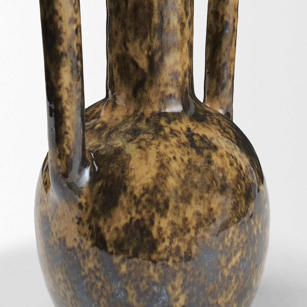 Aven Mottled Brown Glazed Ceramic Tall Neck Decorative Vase w/ Handles from Mercana - Luna Furniture