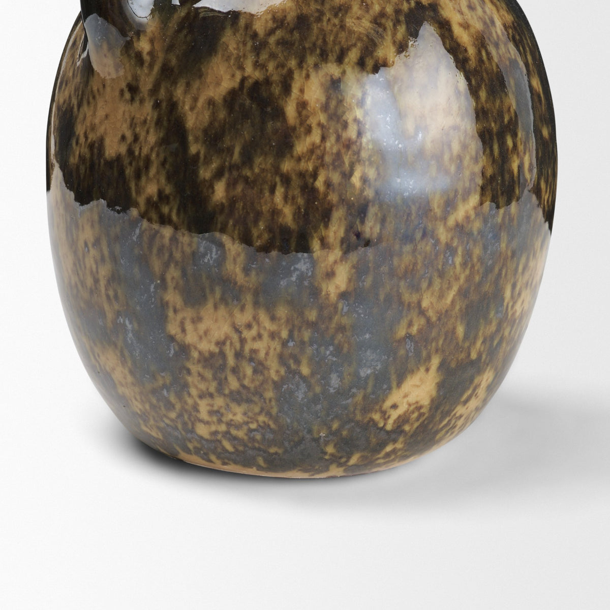 Aven Mottled Brown Glazed Ceramic Tall Neck Decorative Vase w/ Handles from Mercana - Luna Furniture