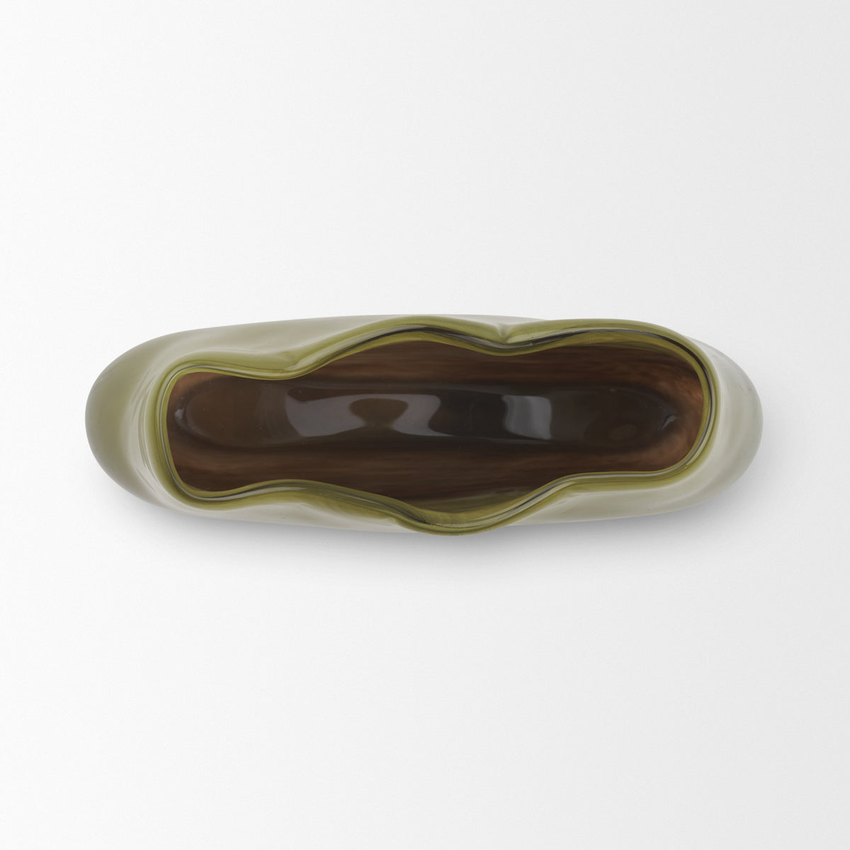 Tulano Low Green and Brown Glass Vase from Mercana - Luna Furniture